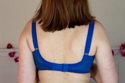 Gorgeous DD+ Blue polka dot DD-H cup balcony bra