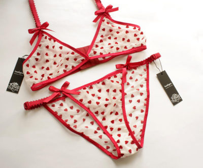 Toma Lingerie Sheer Red Heart Lingerie Set