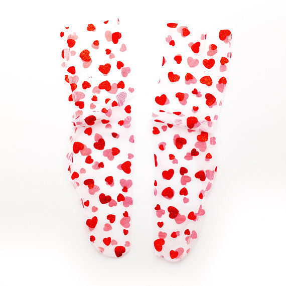 Married and Bright Heart Tulle Socks