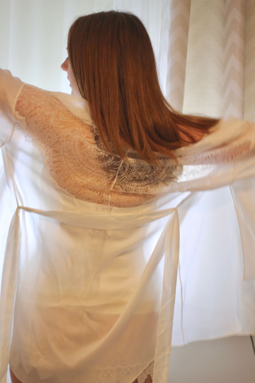 Bridal lingerie outfit - Gilda & Pearl robe, Masquerade Tiffany basque, Ell & Cee Elfin shorts