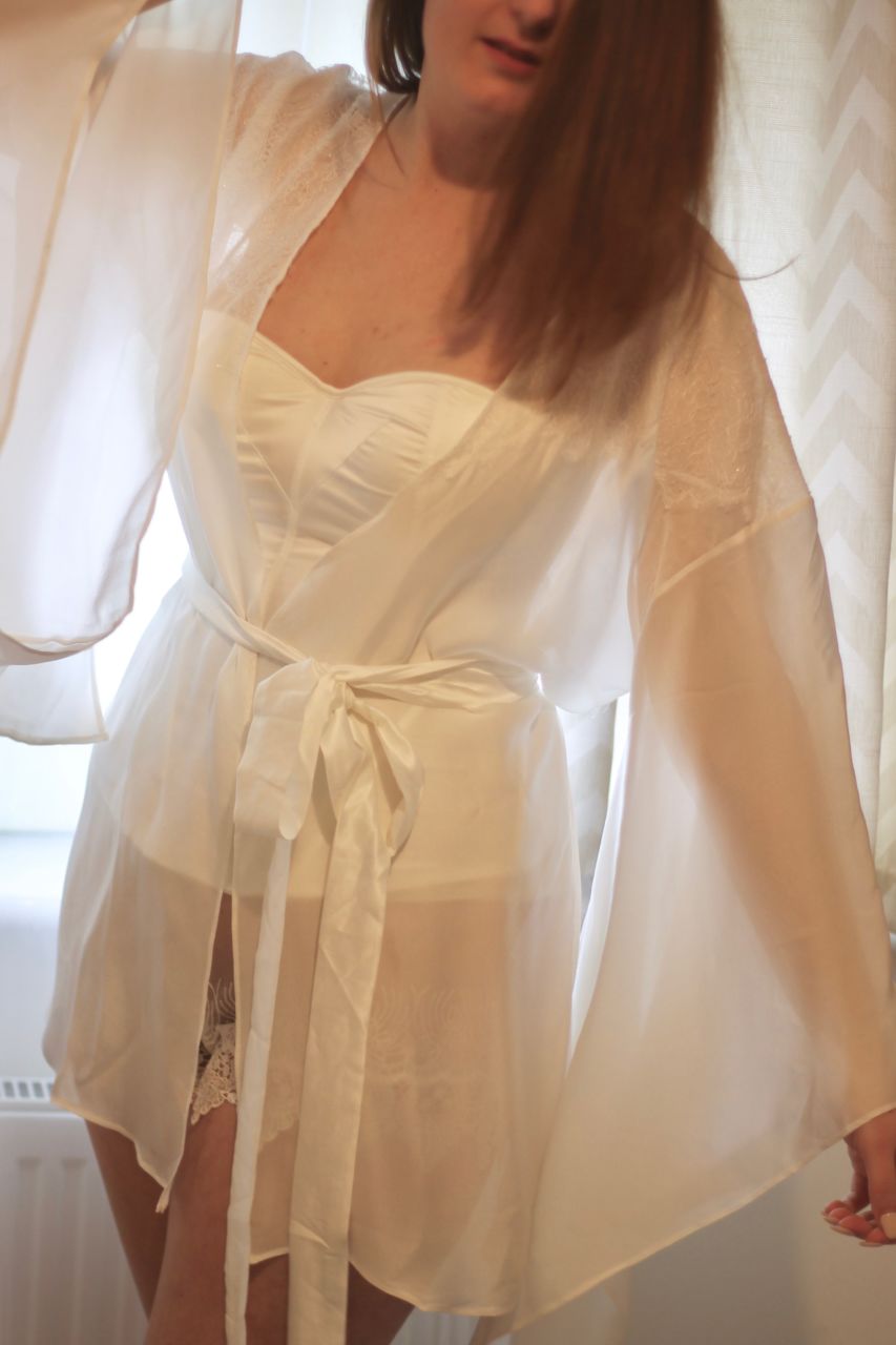 Bridal lingerie outfit - Gilda & Pearl robe, Masquerade Tiffany basque, Ell & Cee Elfin shorts