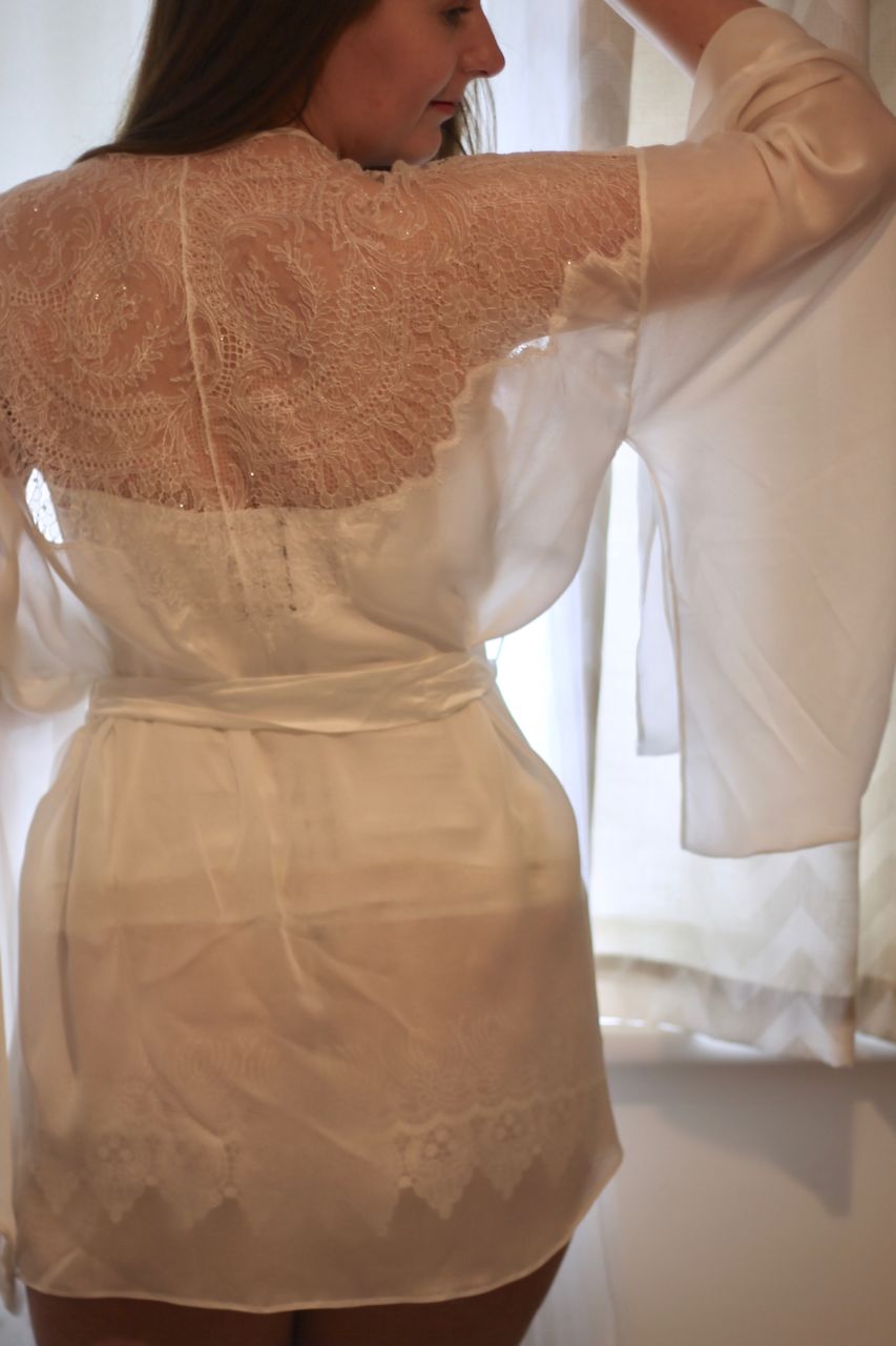 Bridal lingerie outfit - Gilda & Pearl robe, Masquerade Tiffany basque, Ell & Cee Elfin shorts