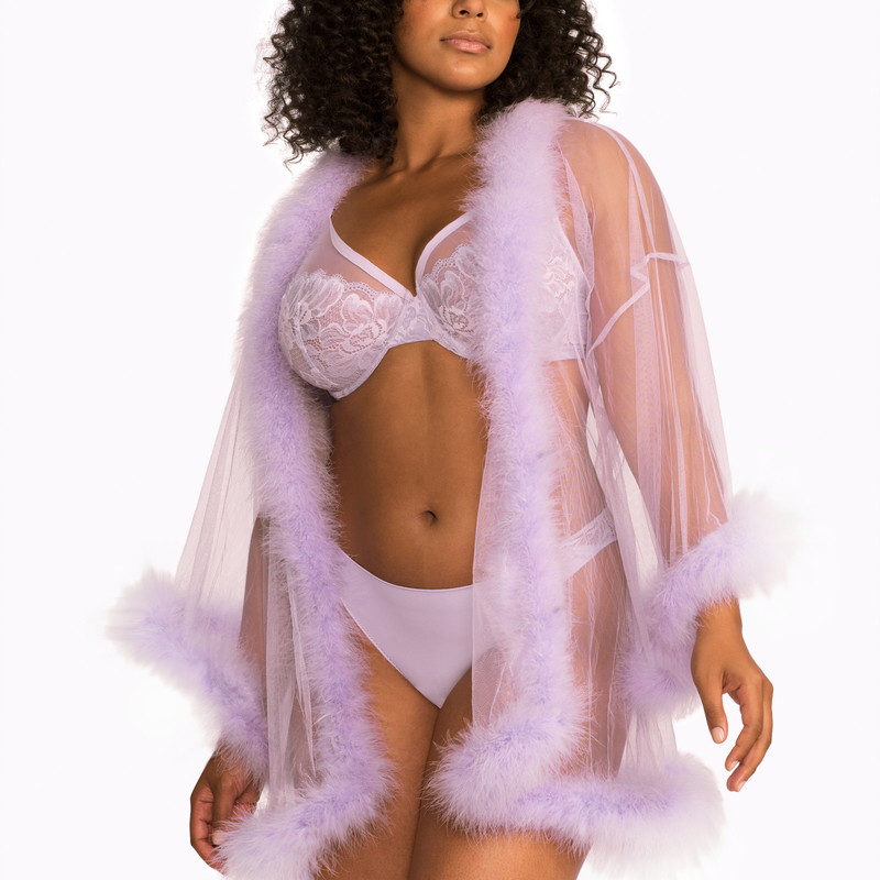Sheer Marabou Short Robe